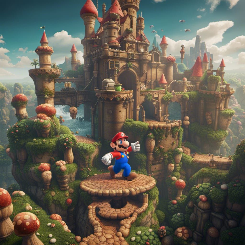 Detailed Matte Painting of Mario in Fantasy Concept Art