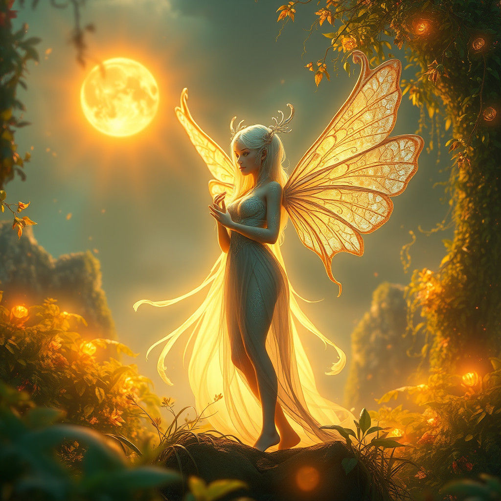 Ethereal Being in Mystical Realm: Fantasy Concept Art