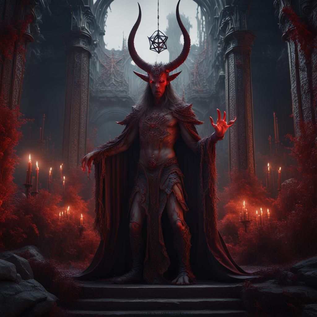 Detailed Satanist Matte Painting in Deep Color