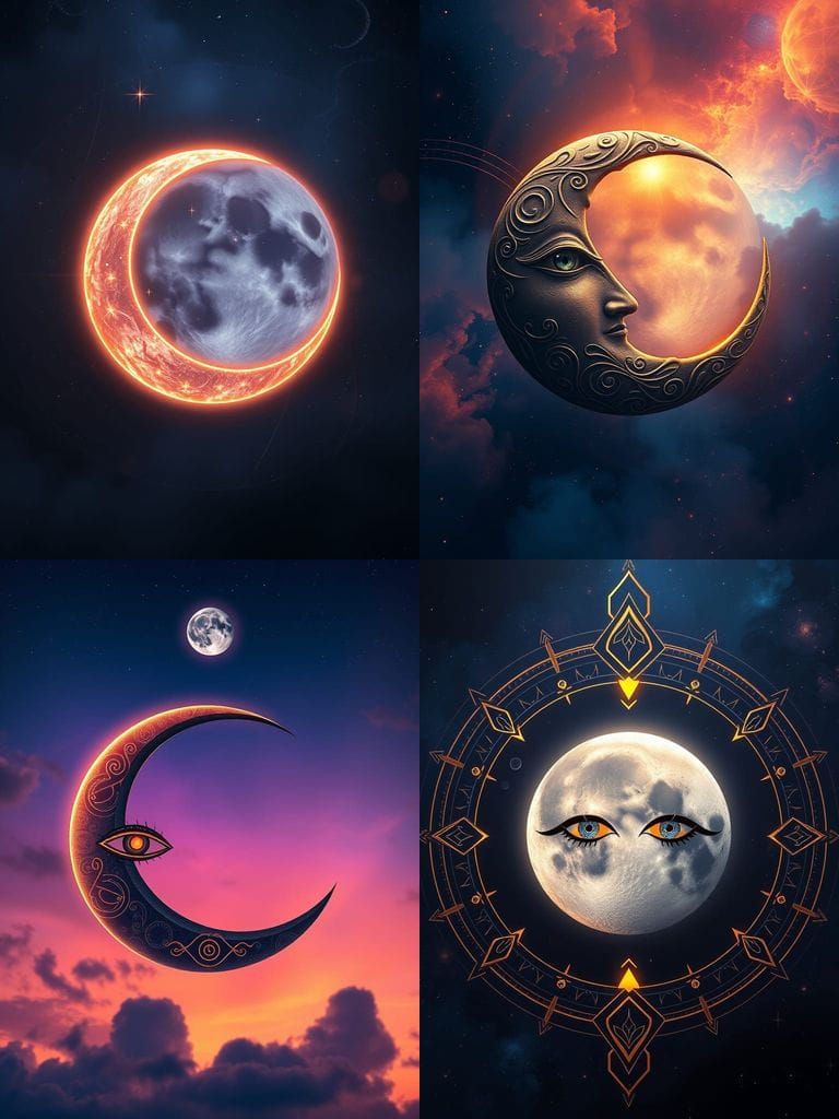 Crescent Moon Symbol in Detailed Matte Painting
