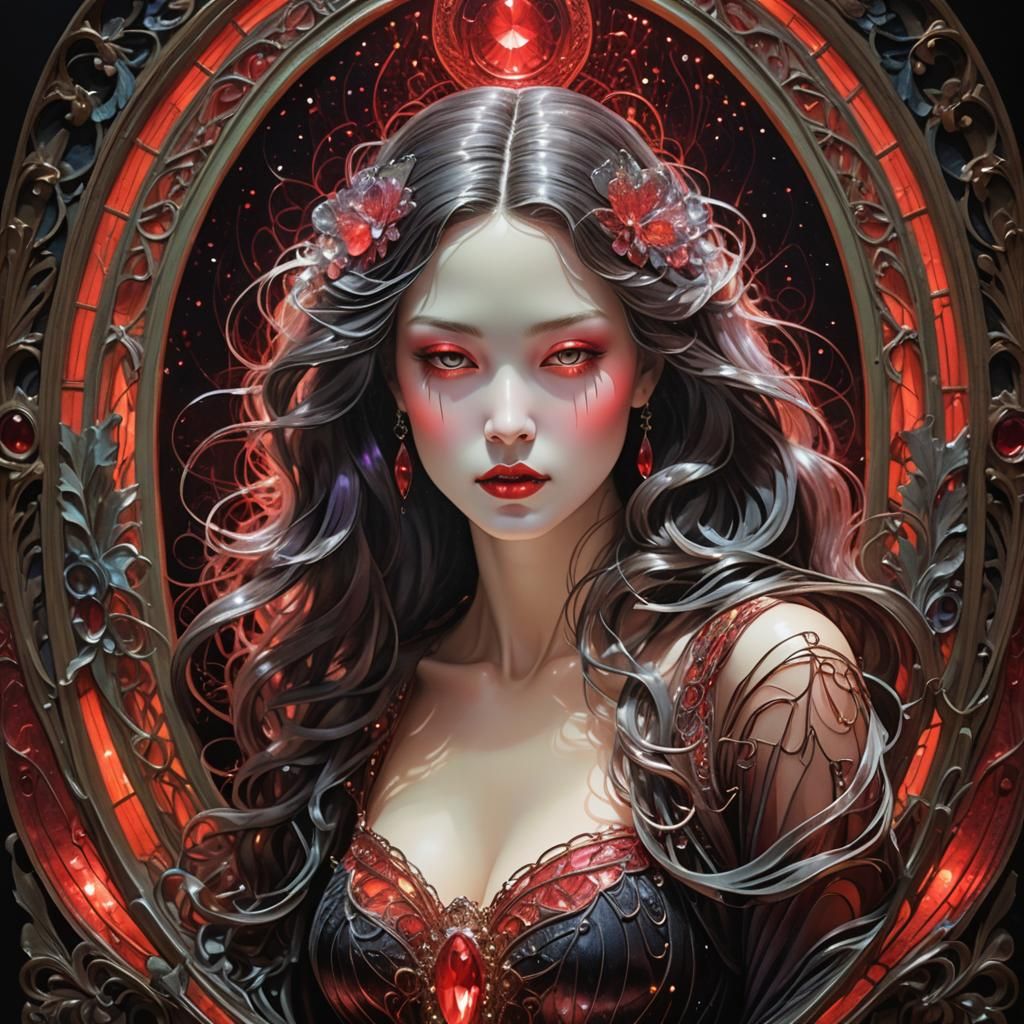 Diabolical Fiber Optic Vampire in Art Nouveau Frame