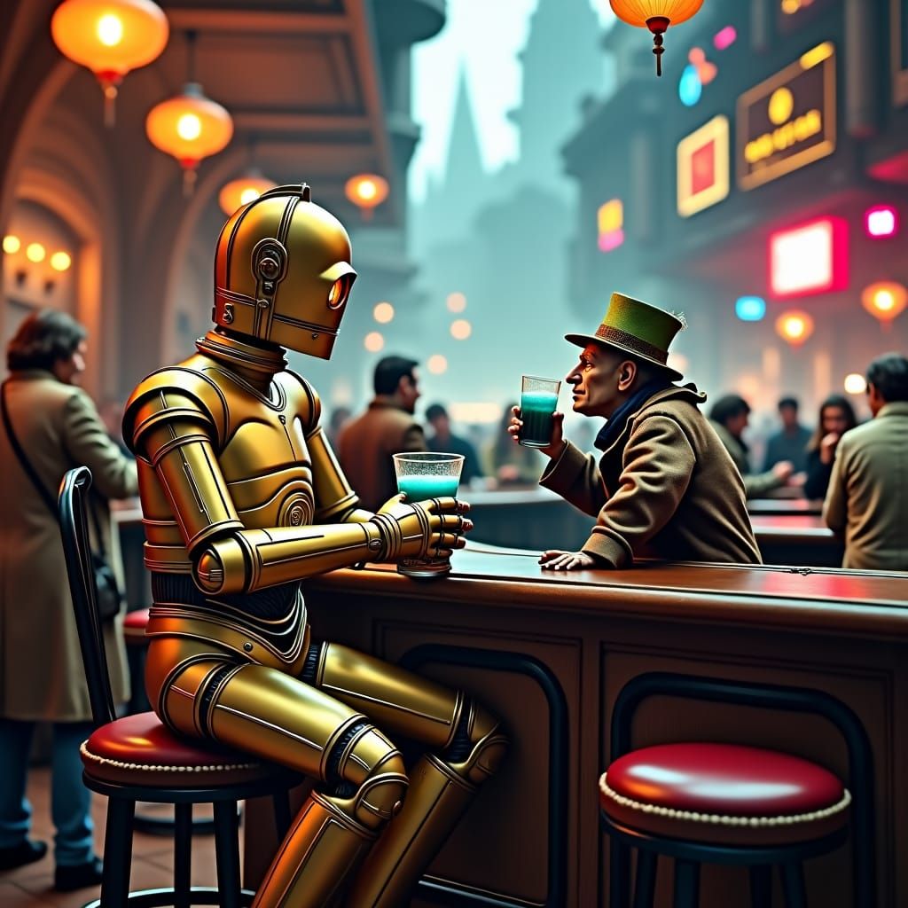 C-3PO and Leprechaun at Galactic Bar