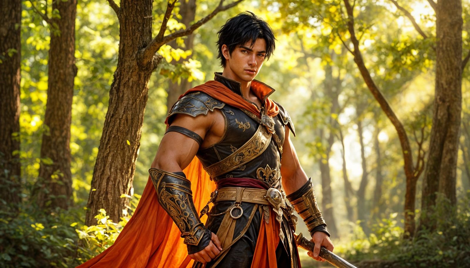 Fantasy Swordsman in Forest, Concept Art