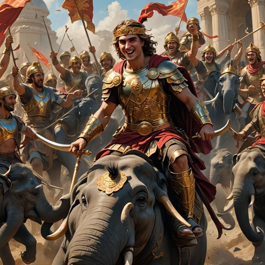 Alexander the Great on Elephant: Detailed Portrait