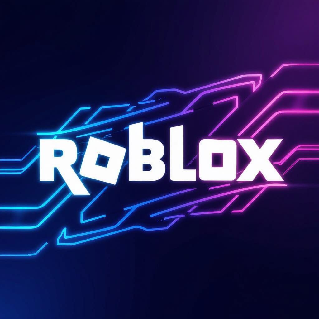 Futuristic Roblox Logo with Neon Accents