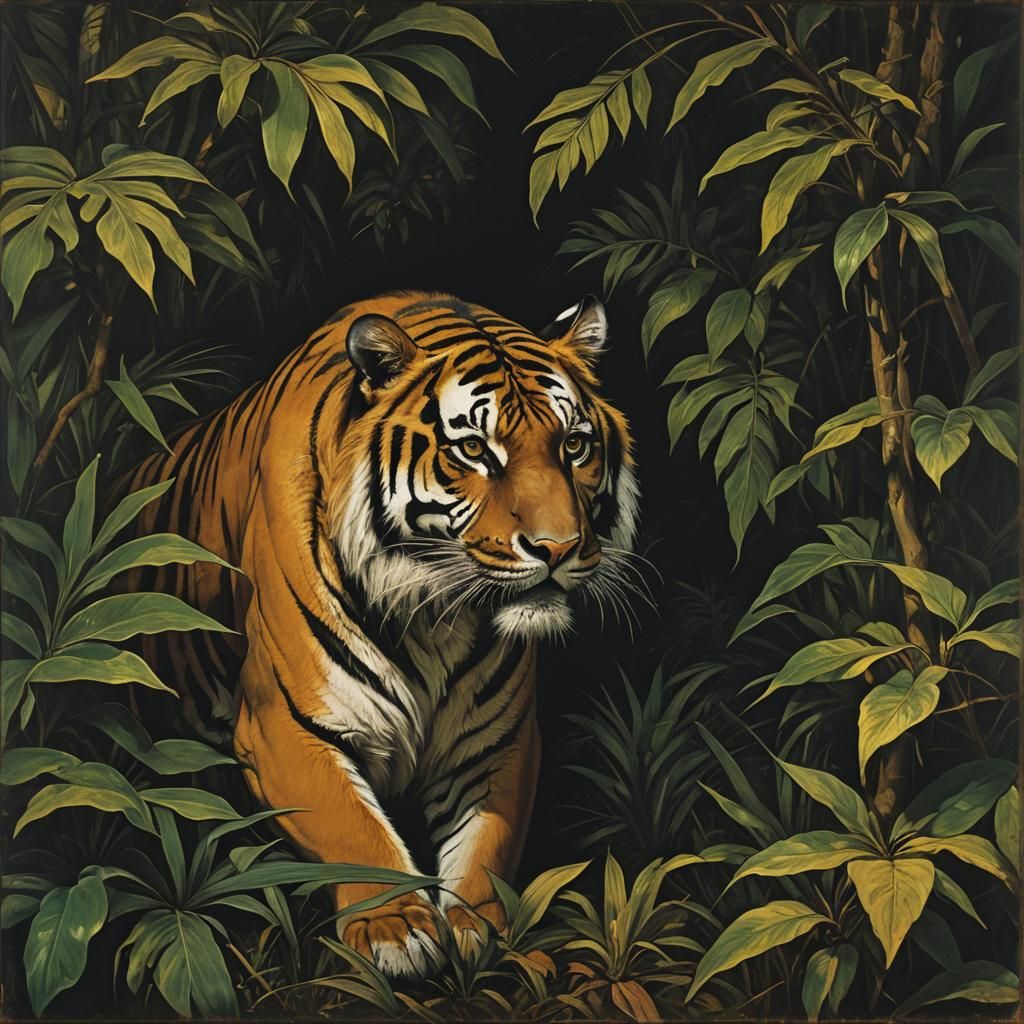 Jungle Tiger in Chiaroscuro Lighting