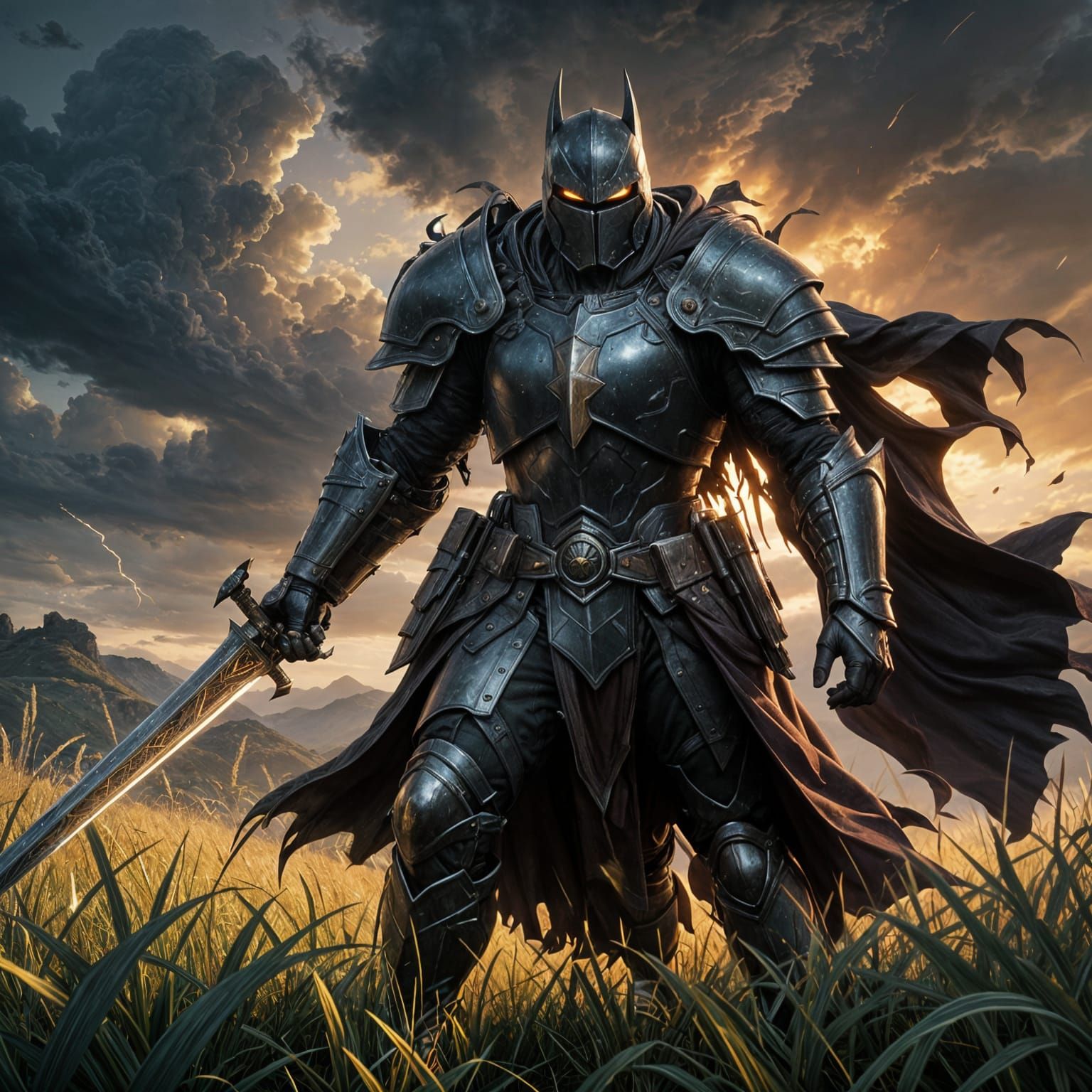 Dark Knight Battles Silver Knight in Epic Stormy Duel