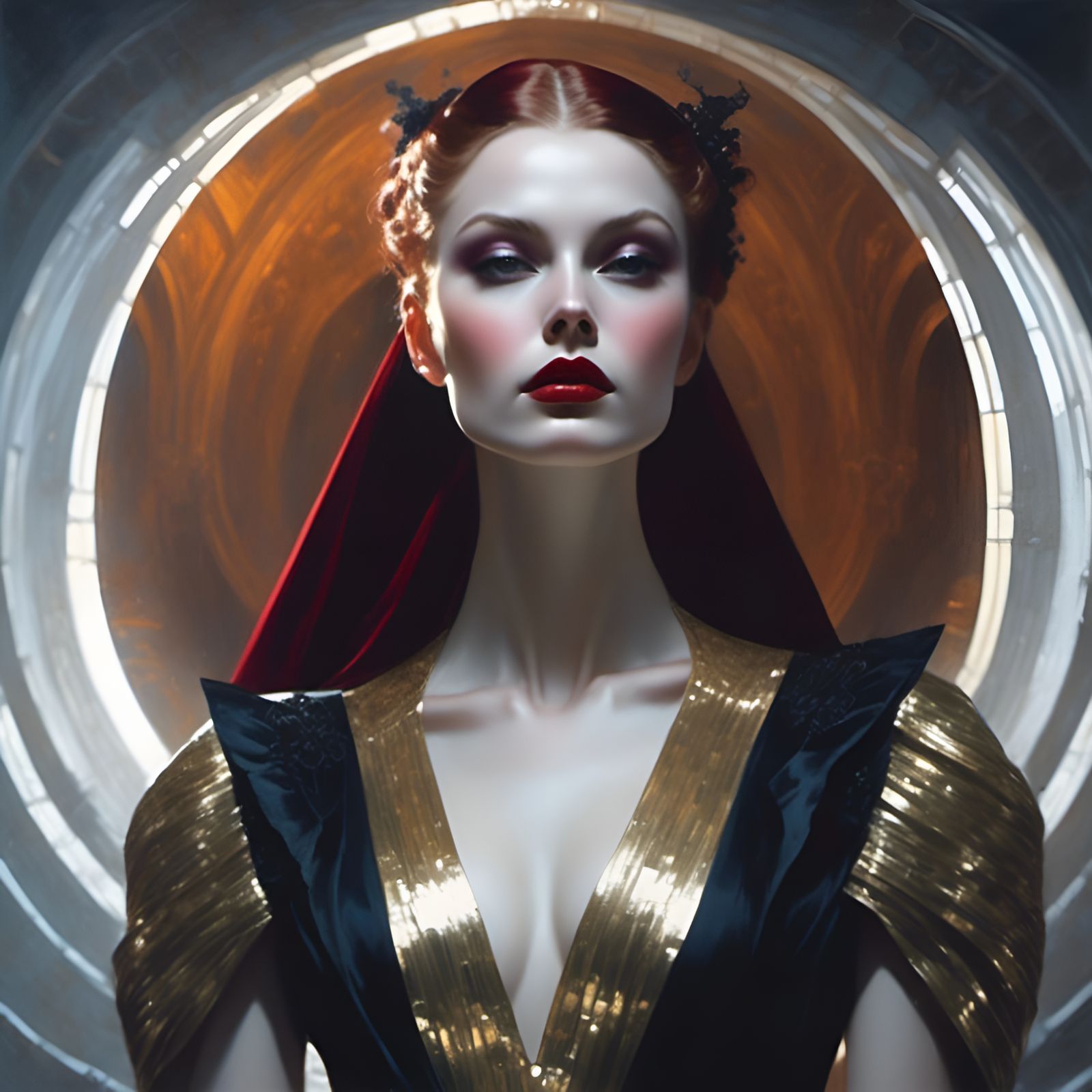 Vampiress in Black Science Fiction Gown