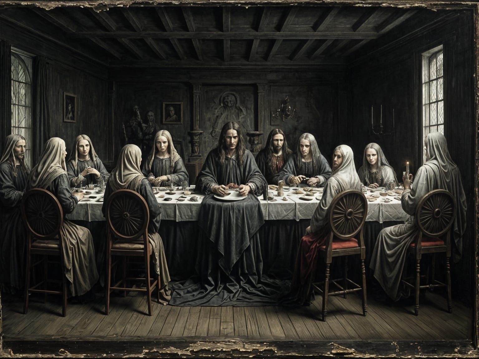 Macabre Last Supper in Dark Renaissance Style