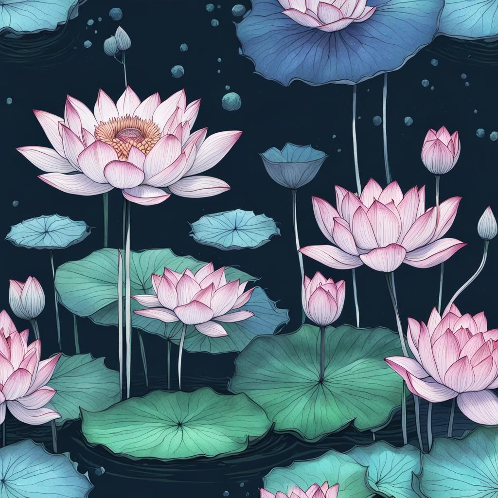 Lotus flowers, minimal colour