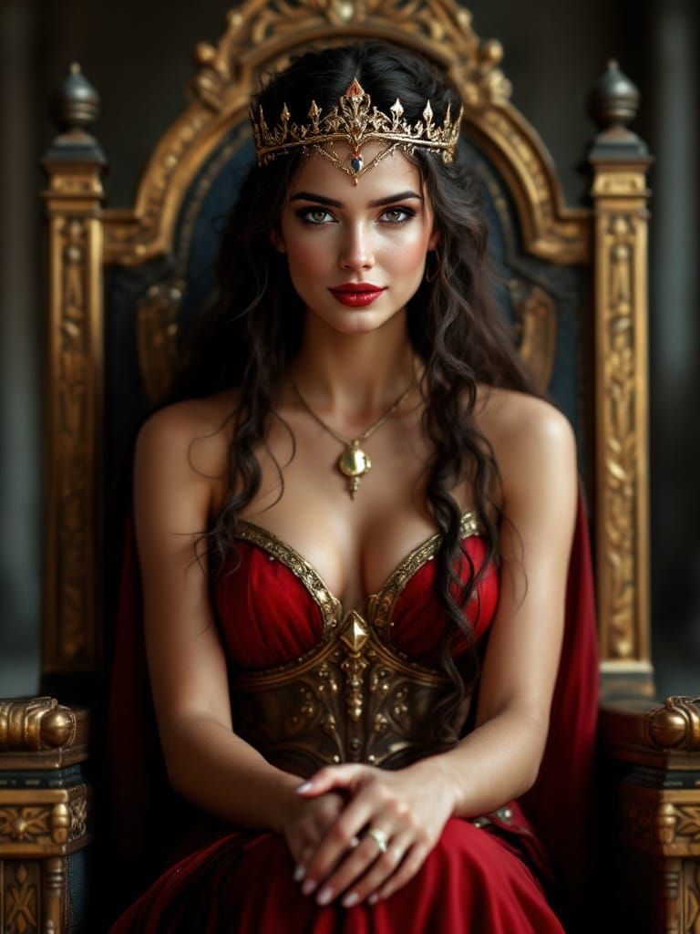 Regal Warrior Princess in Scarlet Robes