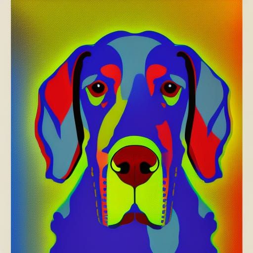 Pop Art Basset Hound in Geometric Bauhaus Style