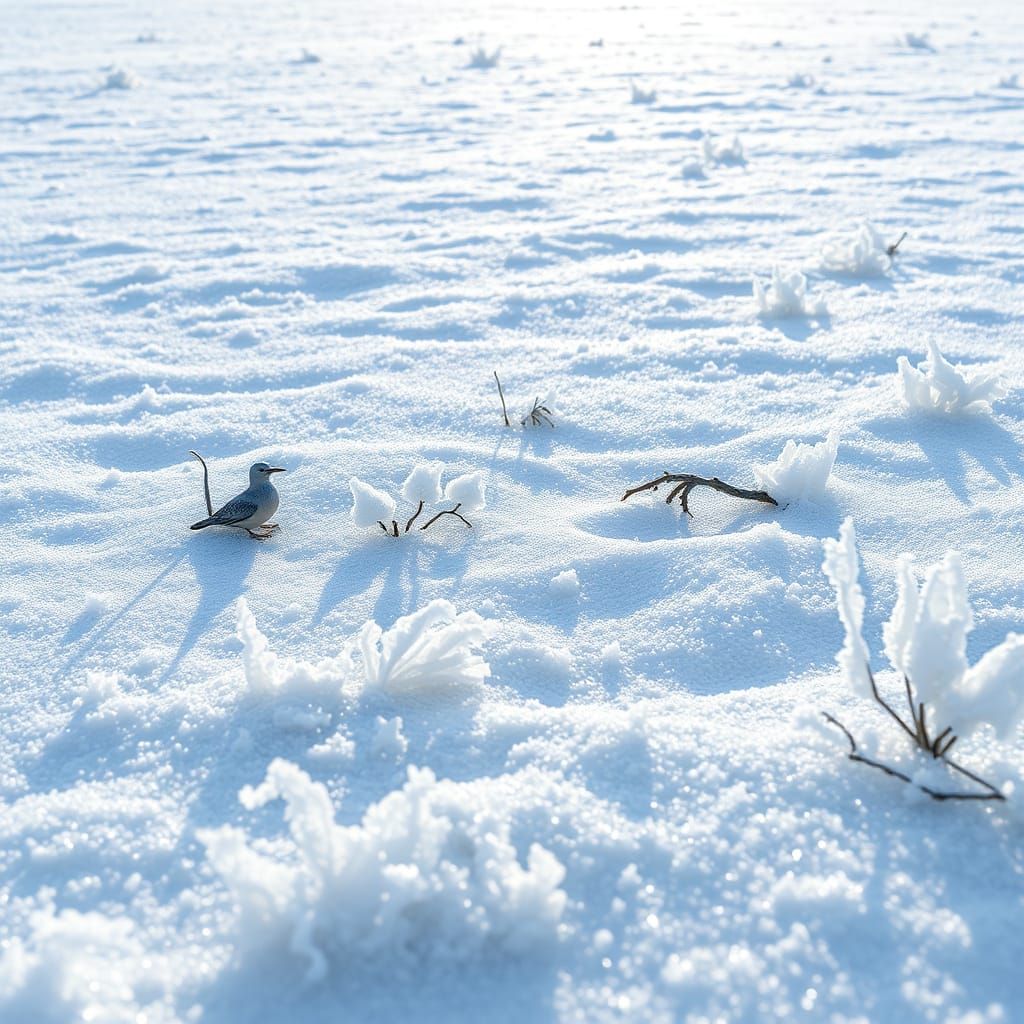 Origami Winter Landscape in Oisterwijk with Sunlight Reflect...