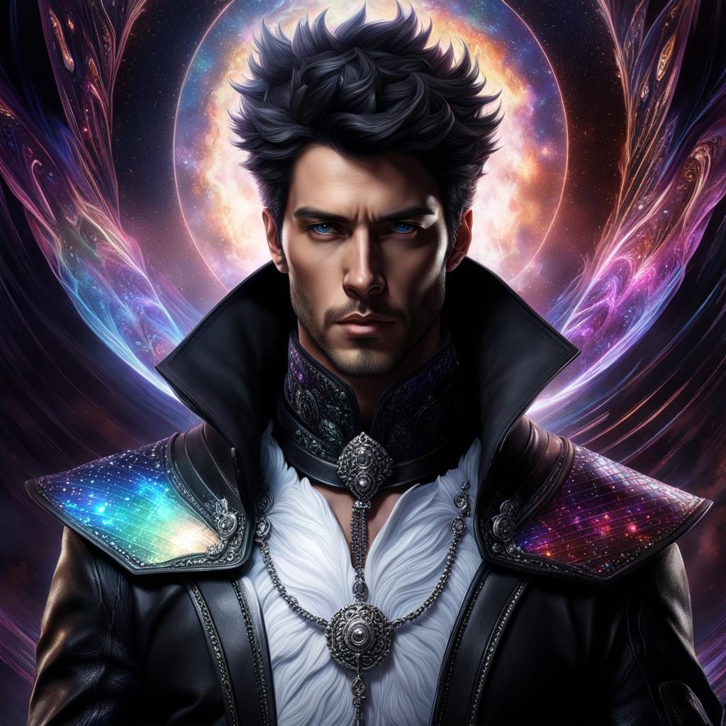 Handsome Bear-Eared Man in Ethereal Star Explosion