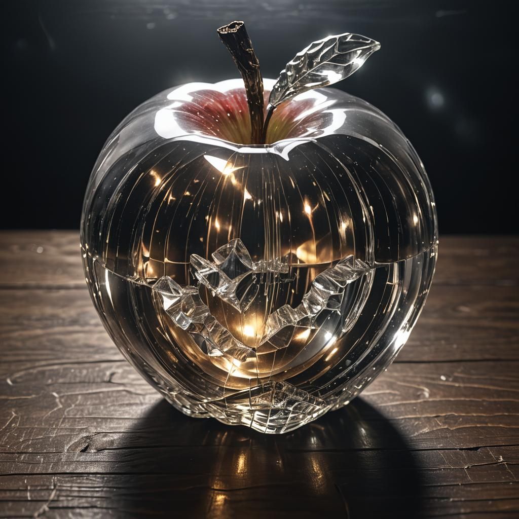 Glowing Crystal Apple in Magical Realism