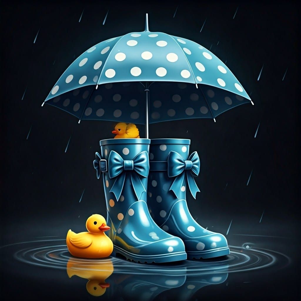 Polka Dot Boots with Duck as Airbrush Art