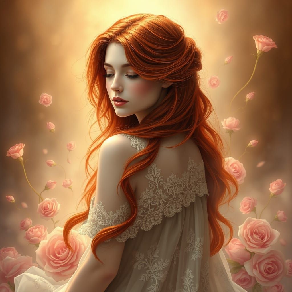 Dreamlike Portrait of a Serene Woman in a Whimsical Fantasy ...