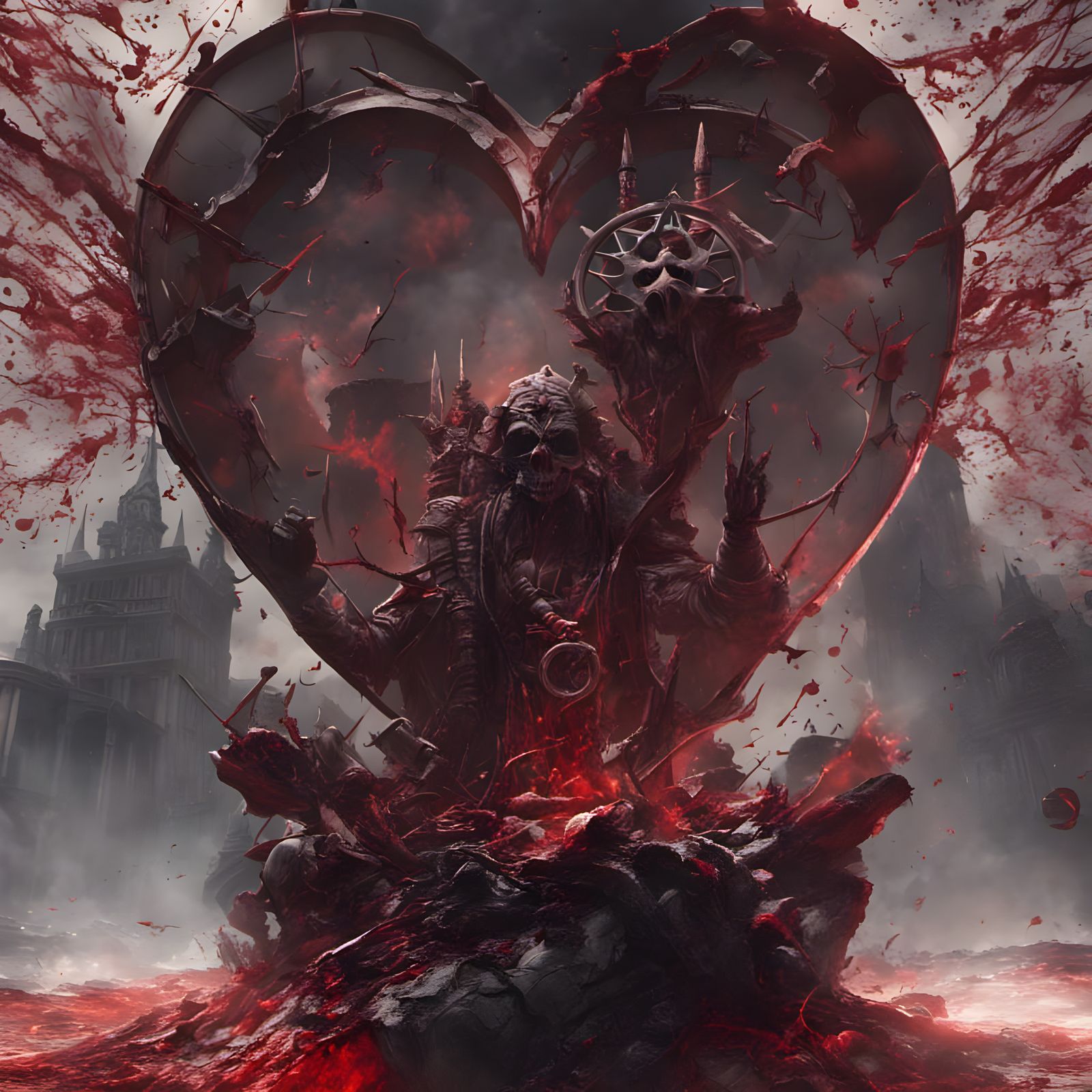 Anarchy Symbol Formed by Blood on Heart