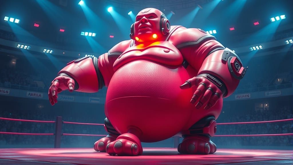 Giant Robot SUMO Wrestler in Neon Arena