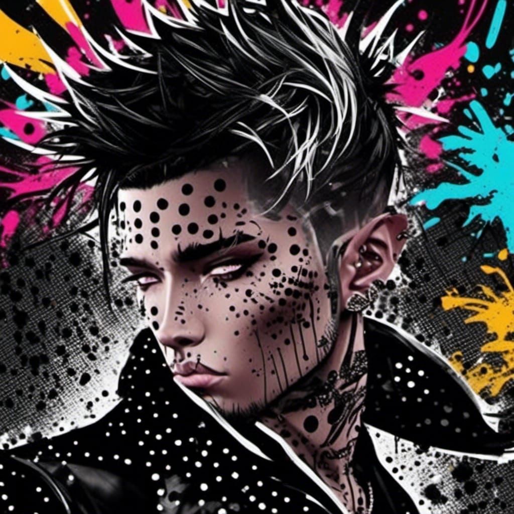 Colorful Polychromatic Portrait in Graffiti Art Style