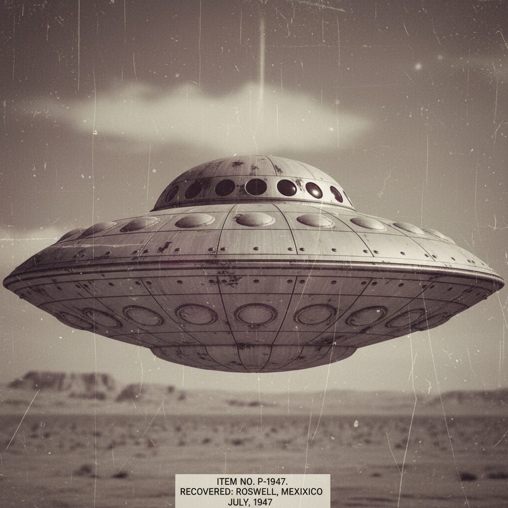 Vintage Flying Saucer Close-Up - Archival Photo Look