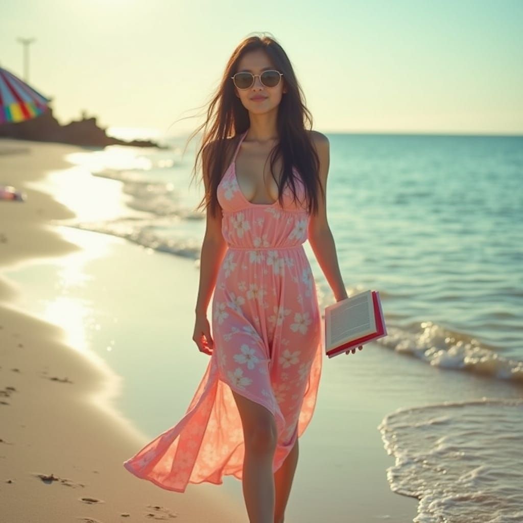 Serene Beach Moment in Vibrant Colors