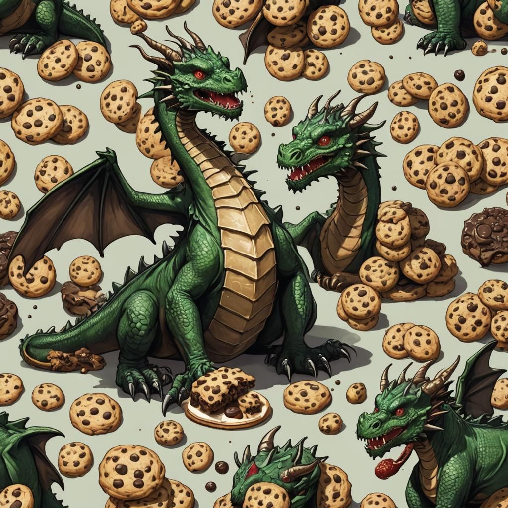 Dragon Enjoys Chocolate Chip Cookies
