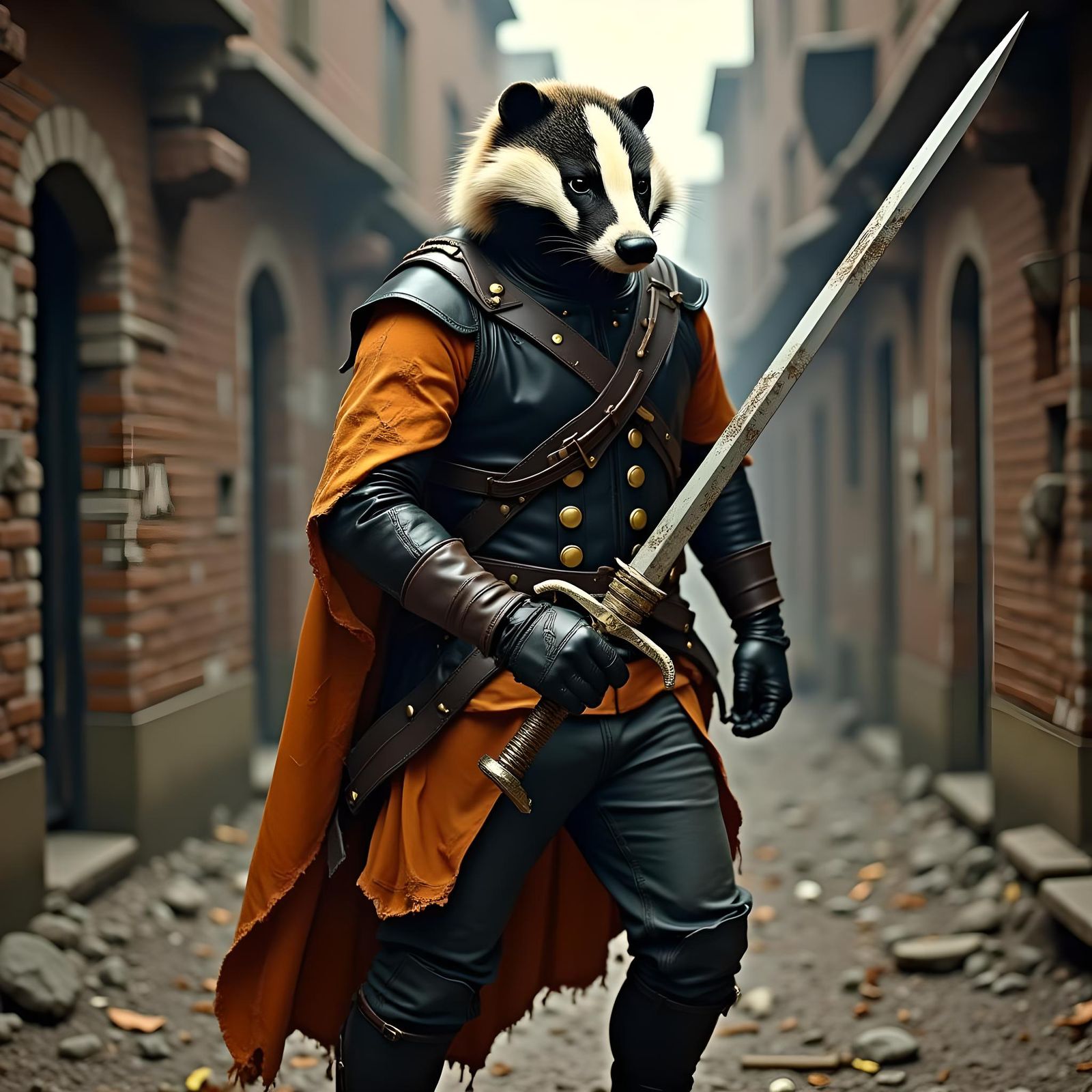 Steampunk Badger Rogue in Post-Apocalyptic World