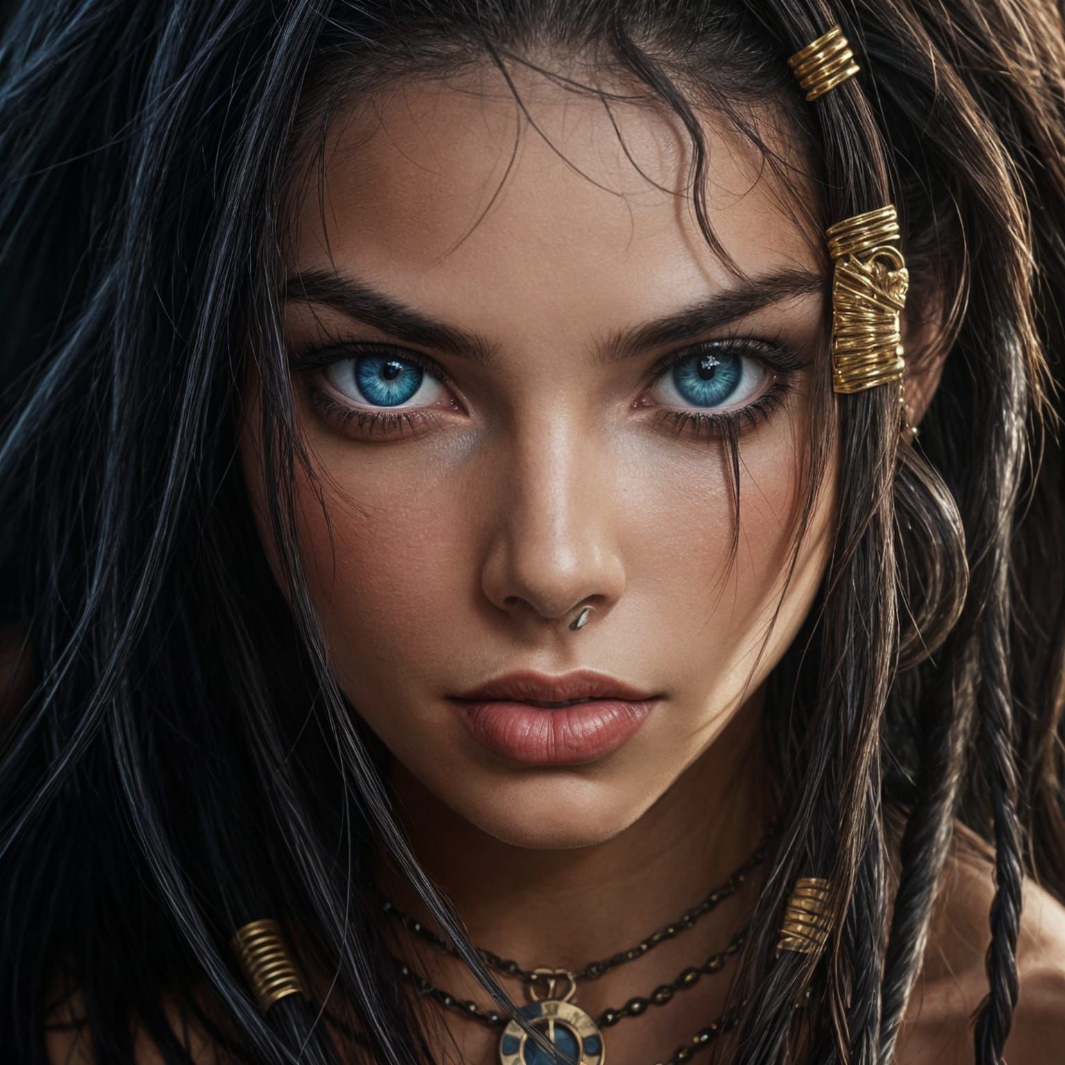 Ethereal Digital Portrait of a Young Woman in Gothic Noir St...