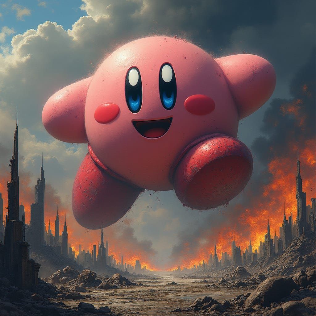 Giant Malevolent Kirby Obliterates Planet Earth