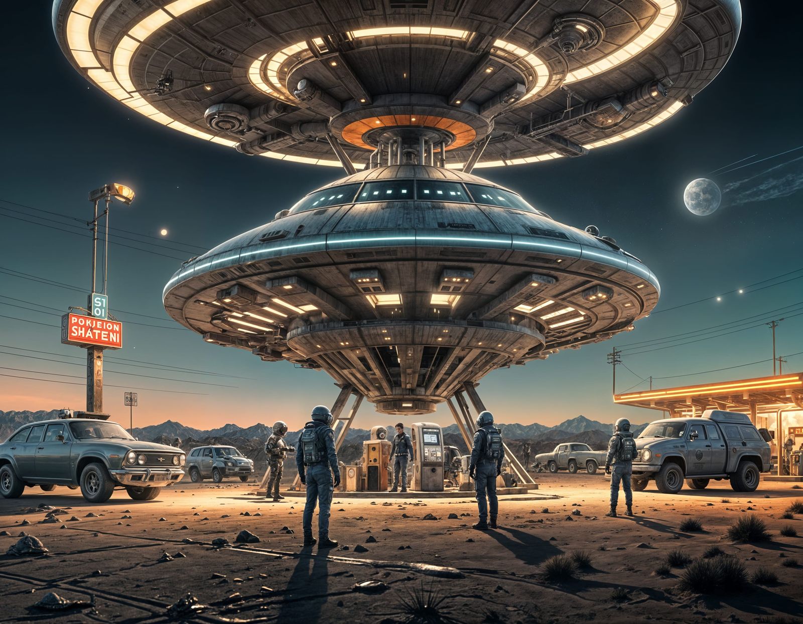 Retro Sci-Fi Alien Gas Station in New Mexico