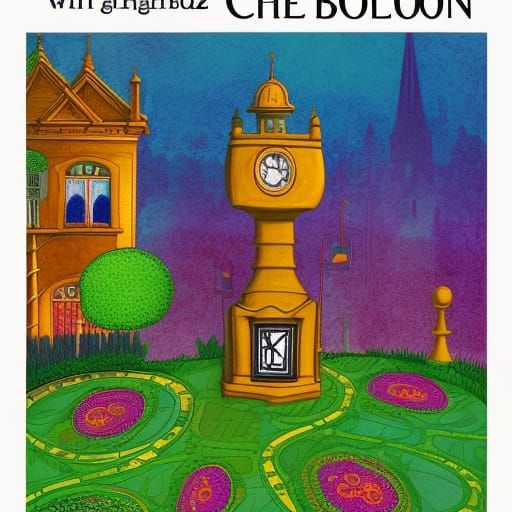 Magical Garden Book Cover with Clock Tower Mansion