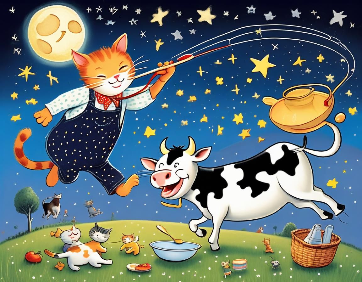 Whimsical Nursery Rhyme Scene in Detailed Matte Painting