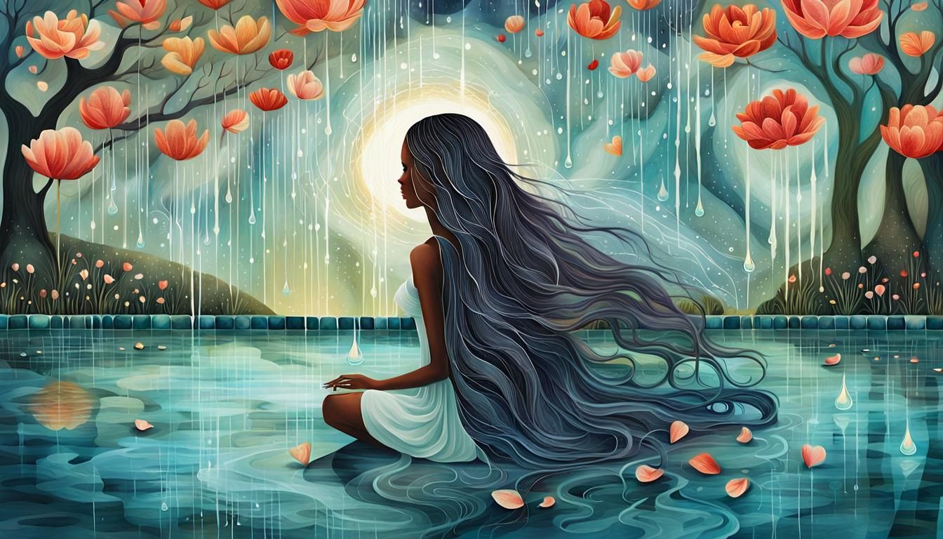 Inspirational Collage: Woman by Pool of Tears