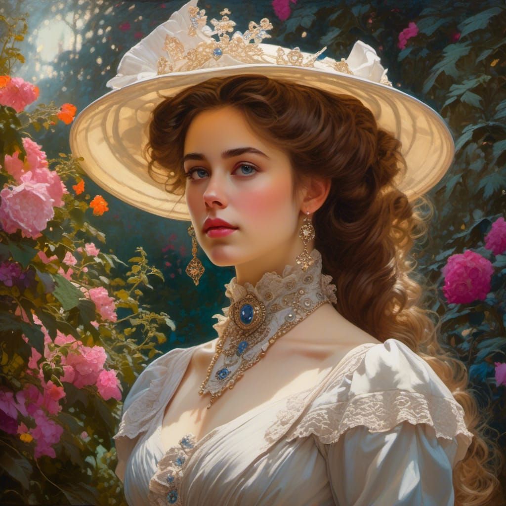 Victorian Lady in Mystic Garden Portrait