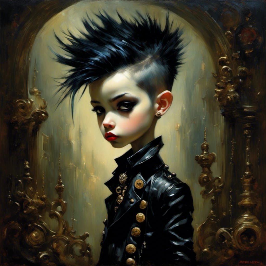 Pouty Goth Punk Boy in Chiaroscuro Style