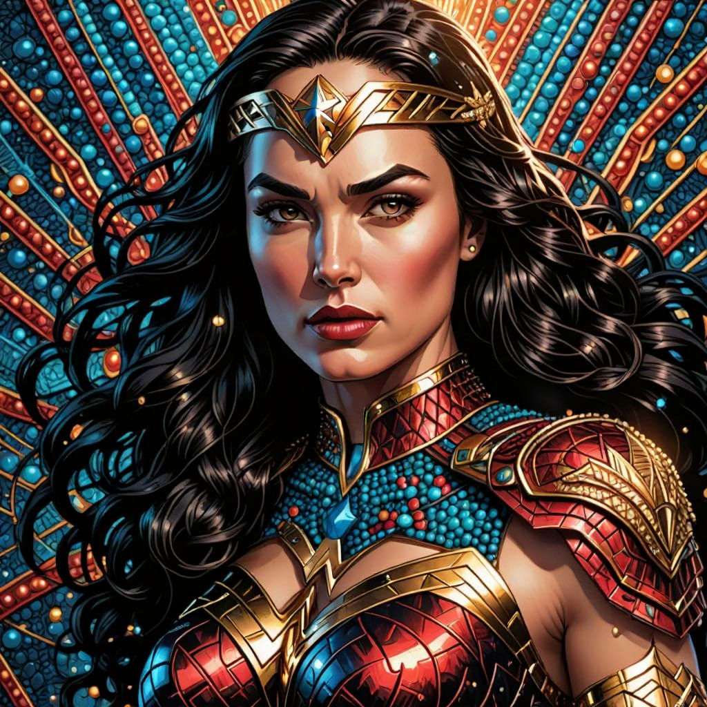 Wonder Woman Beaded Art Inspired by Kusama