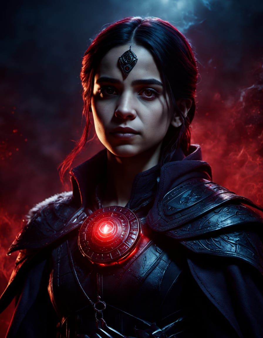 Naomi Scott as Raven with Red Soulstone Amulet