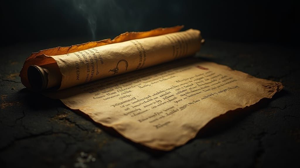 Mystical Scroll Unveiling in the Dark