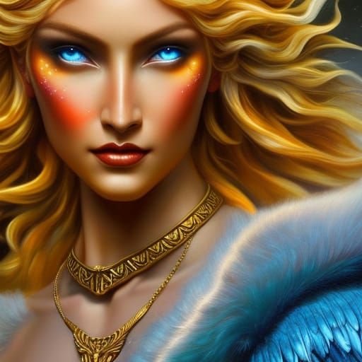 Goddess Freya Portrait in Surreal Baroque Style
