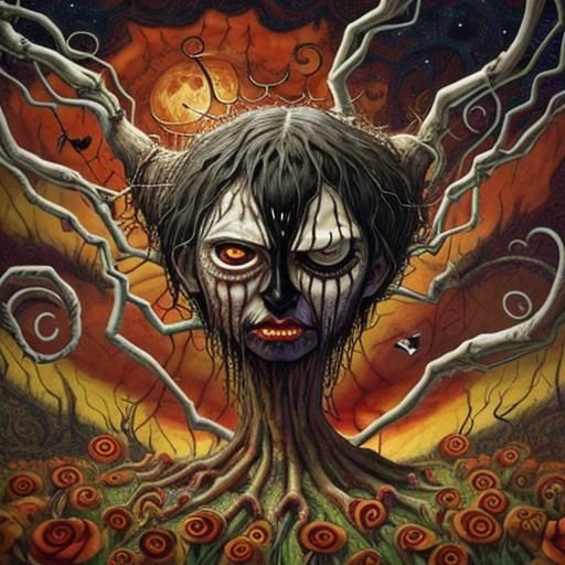 Pagan's Face with Spiderwebs, Inspired by Surrealism