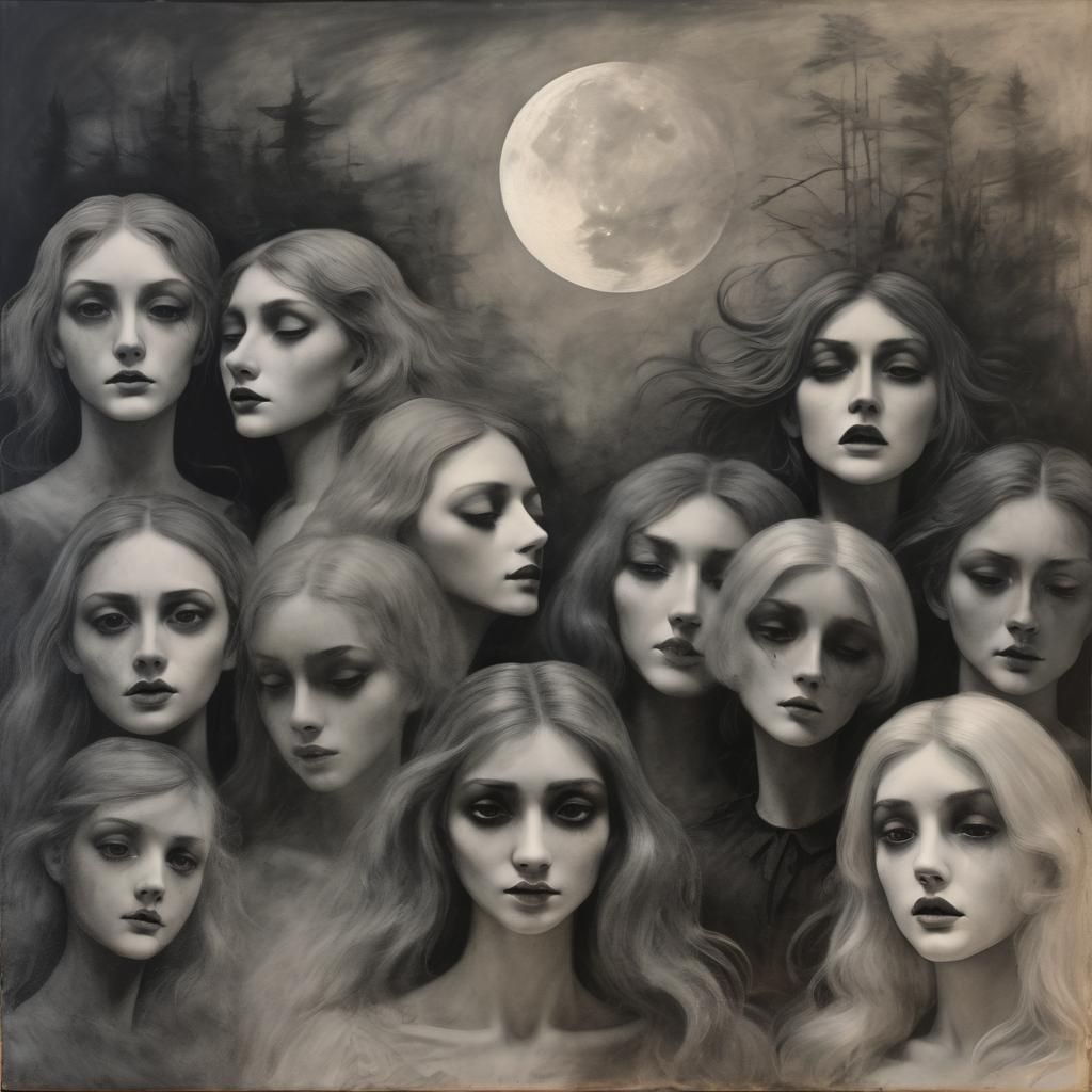 Black and White Ghosts in Silent Movie Style