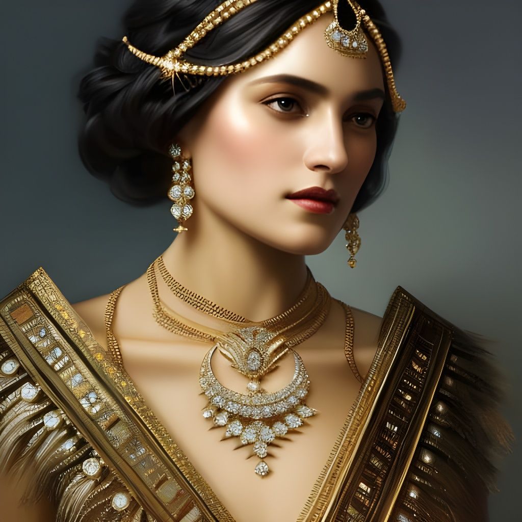 Renaissance Woman Portrait with Diamond Jewelry