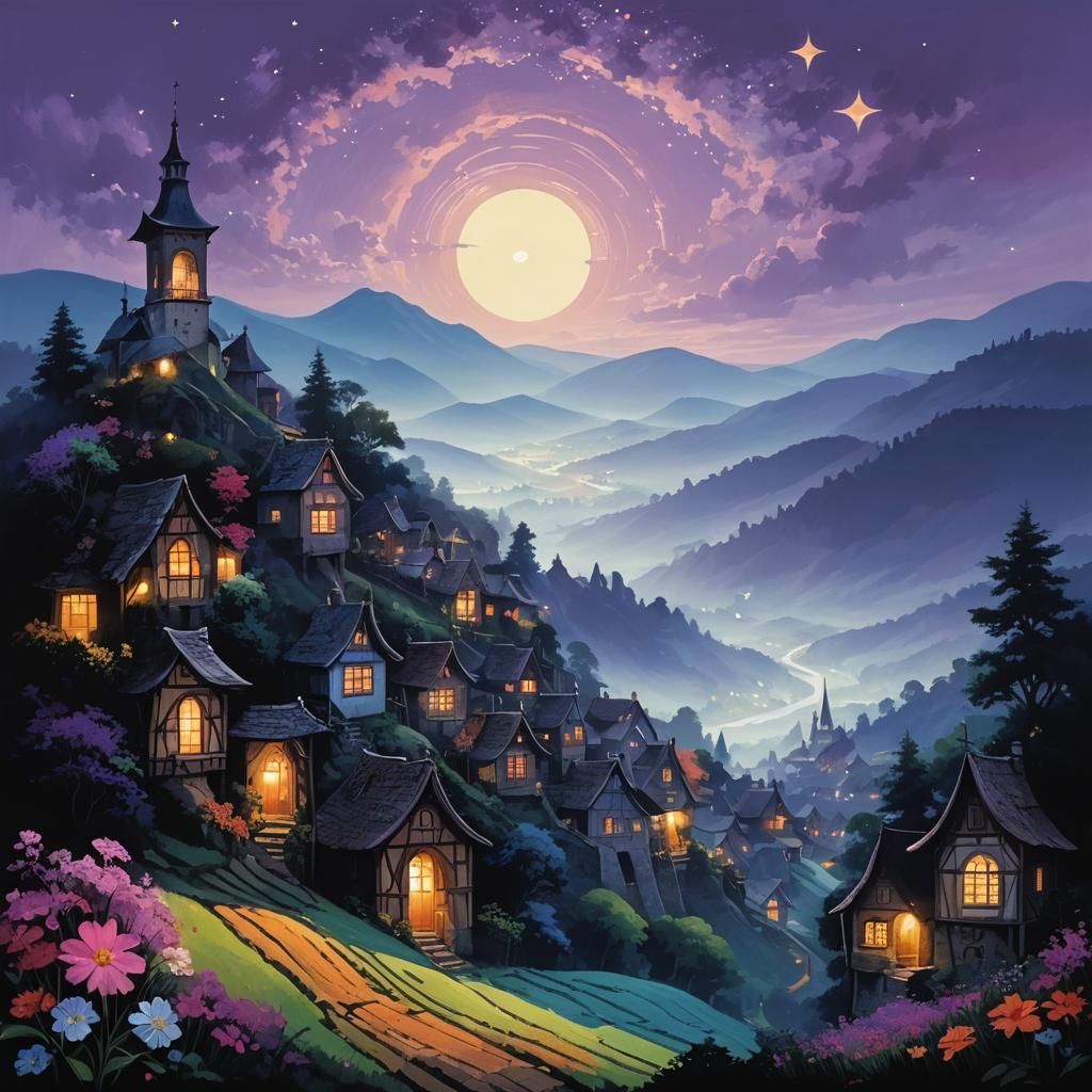 Enchanting Village on a Hill