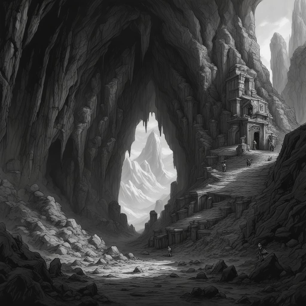 Intricate Cave Entrance: Dark Fantasy Concept Art
