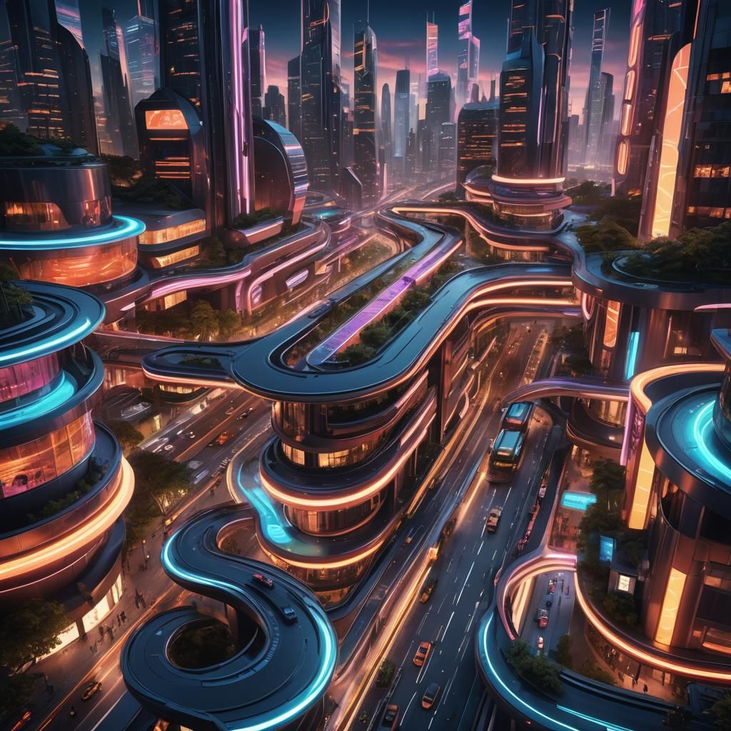 Futuristic Cityscape with Frutiger Aero Architecture