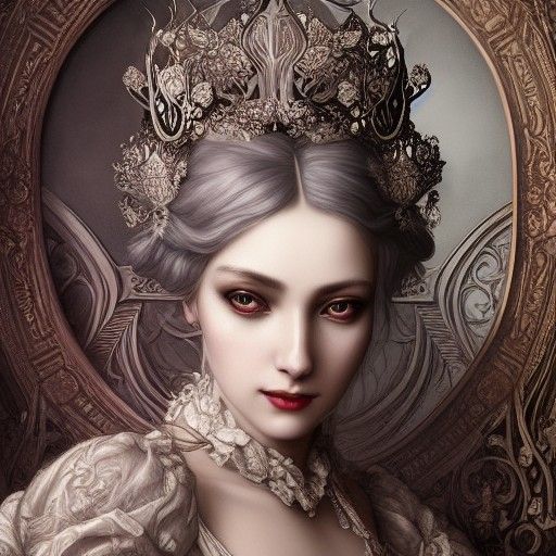 Ornate Crowned Woman in Art Nouveau Style