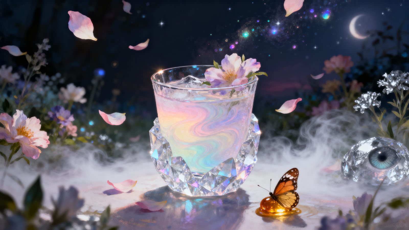 Magical Dreampetal Nectar in Crystal Glass