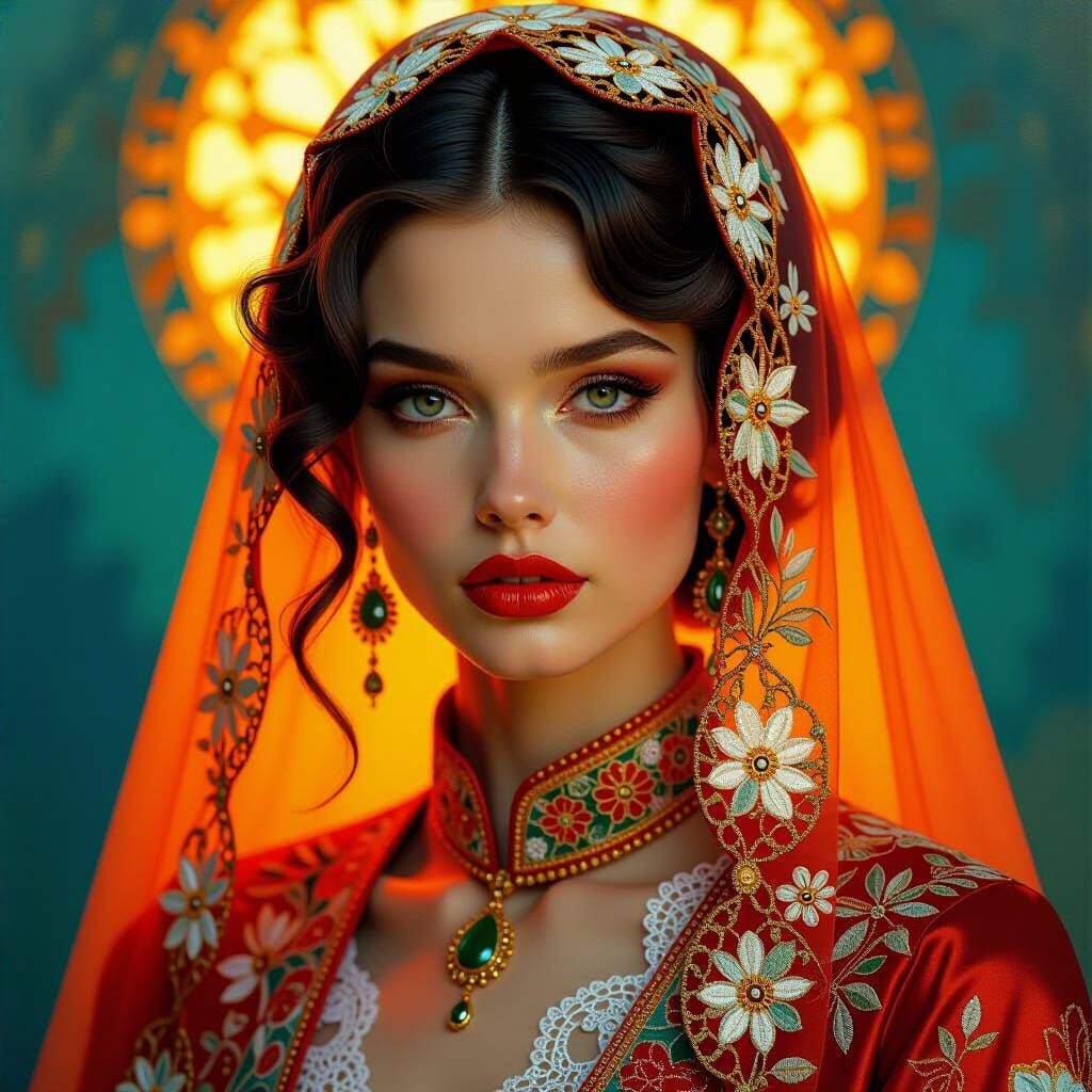 Intricate Portrait in Hyperrealistic Oil Painting Style