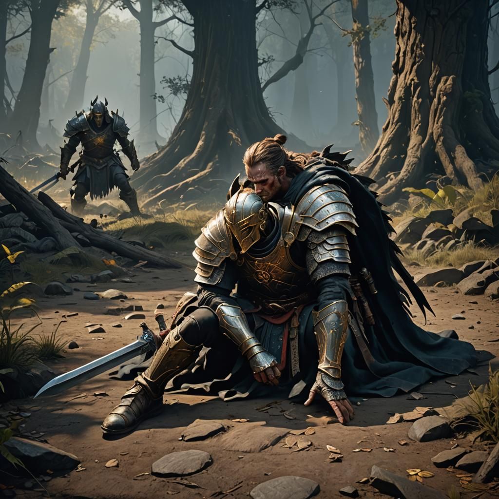 Dark Fantasy Warrior's Last Stand